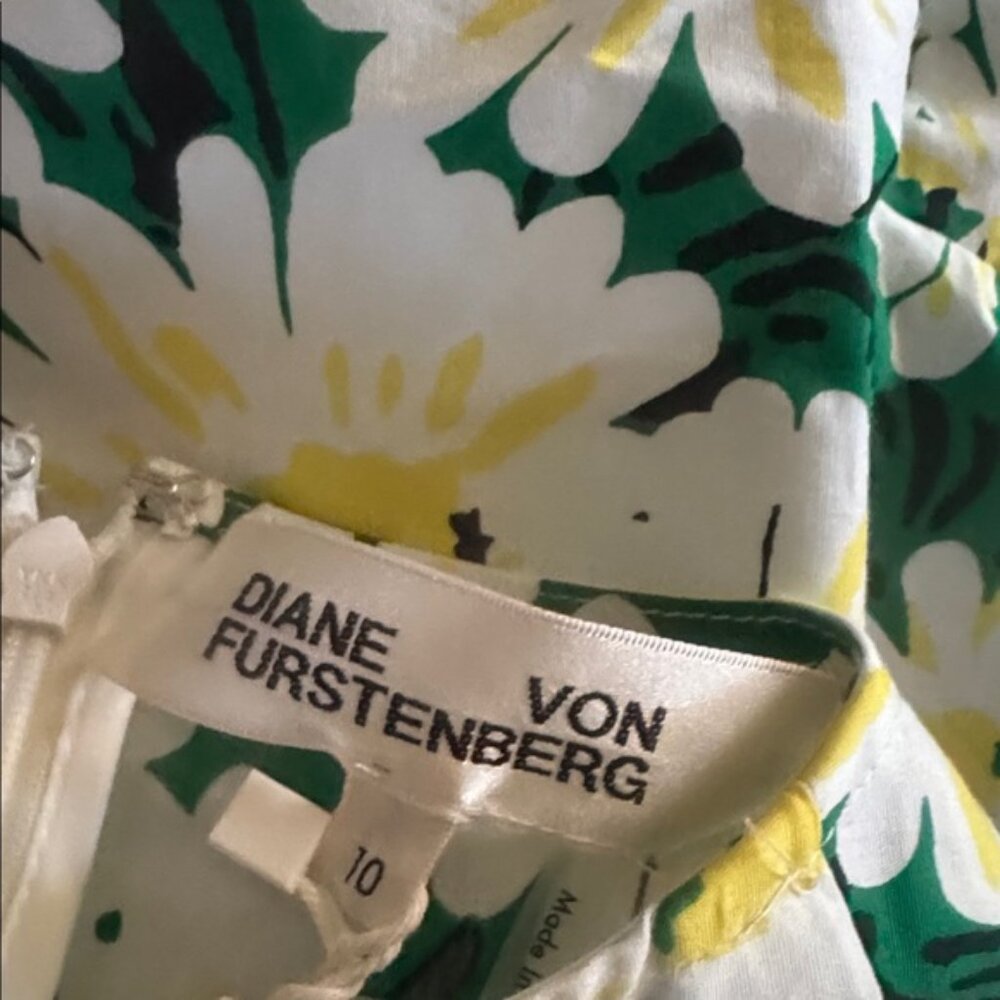 Diane Von Furstenberg Green Floral Midi Dress - Picture 7 of 7
